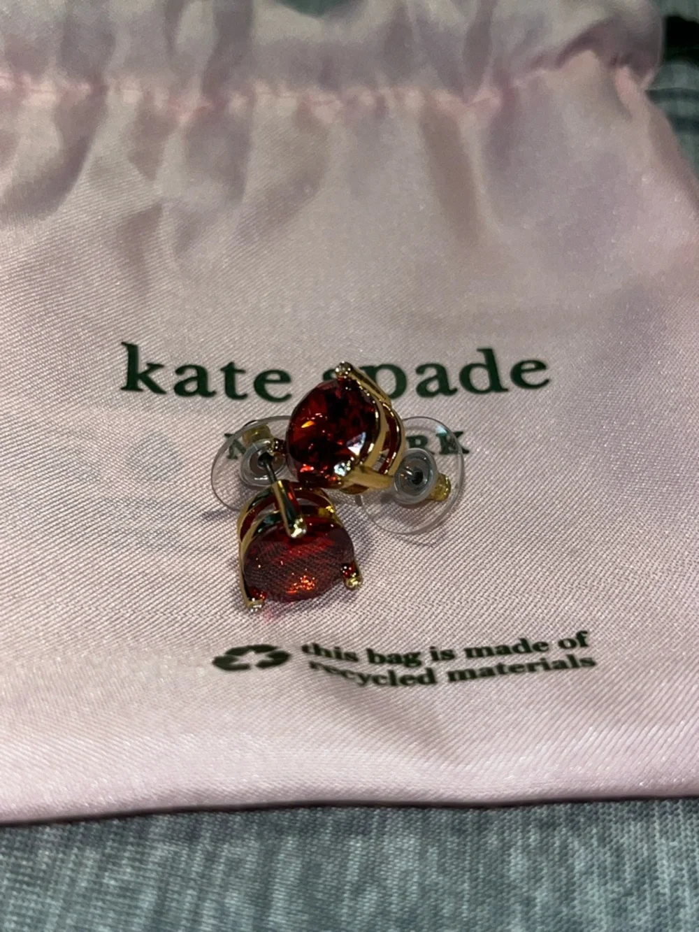 kate spade Gold-tone Earrings with Red Gemstones